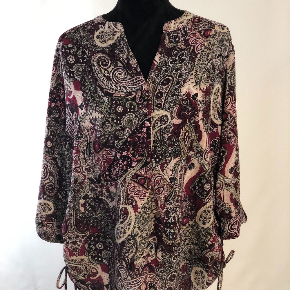 Roz & Ali Paisley Pattern 3/4 Length Shirt